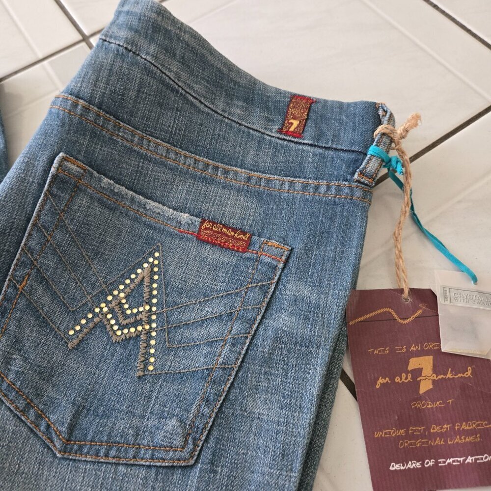NWT 7 For All Mankind A Pocket Swarovski Crystal Bootcut Jeans 30 - Picture 2 of 5